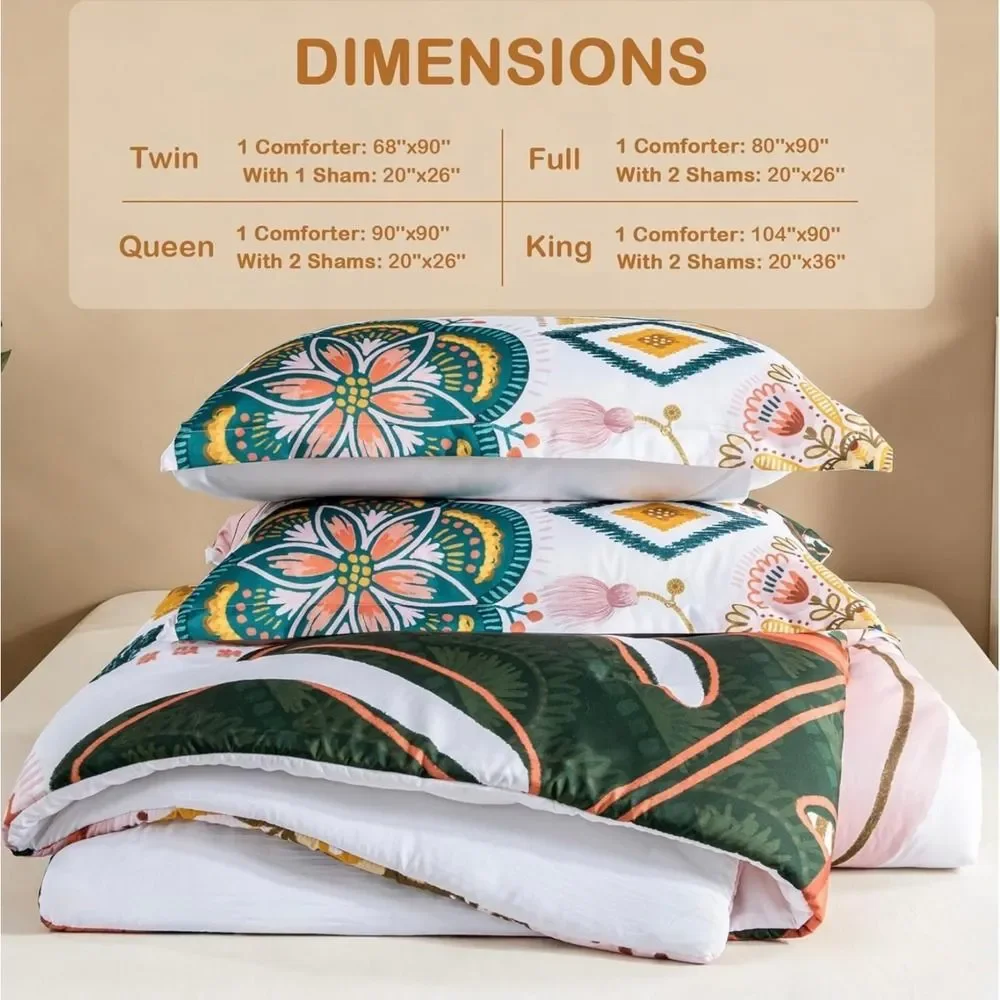 Boho Dreams Full Comforter Set 2 Pillow Shams Tribal Floral Print NEW IN PACKAGE